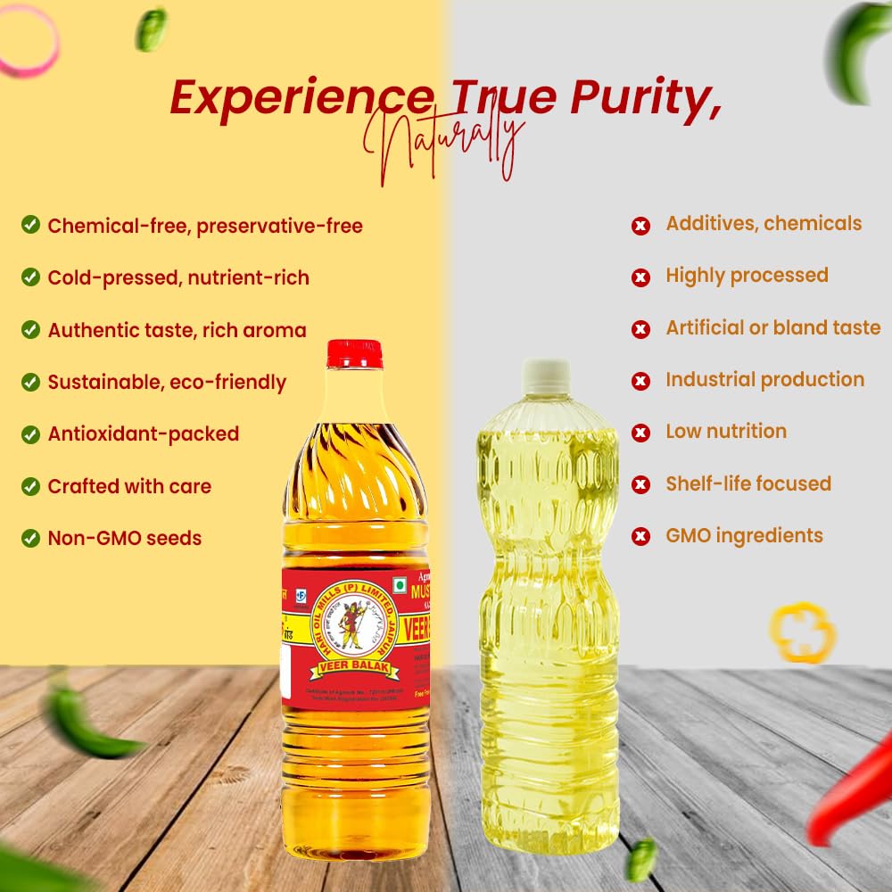 VEER BALAK Premium Kachi Ghani Mustard Oil - 500ML