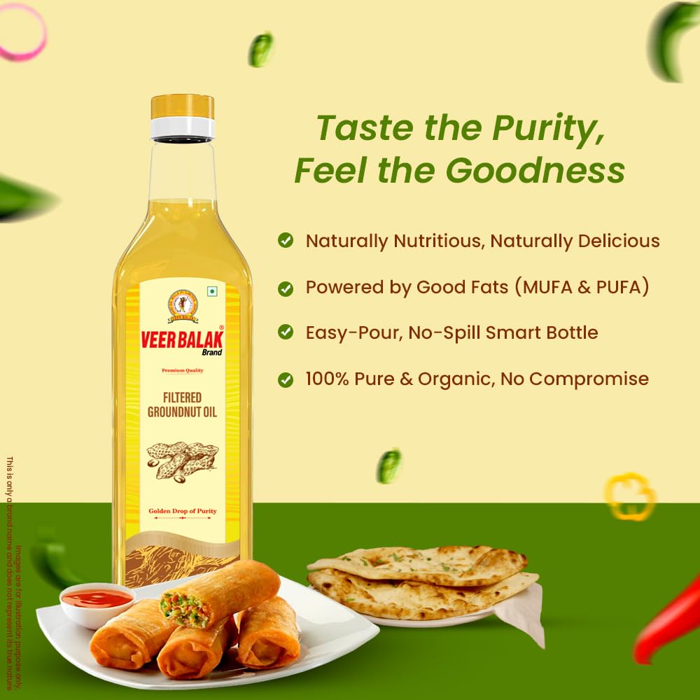 VEER BALAK Filtered Cold Pressed Groundnut (Peanut) Oil 1 Litre