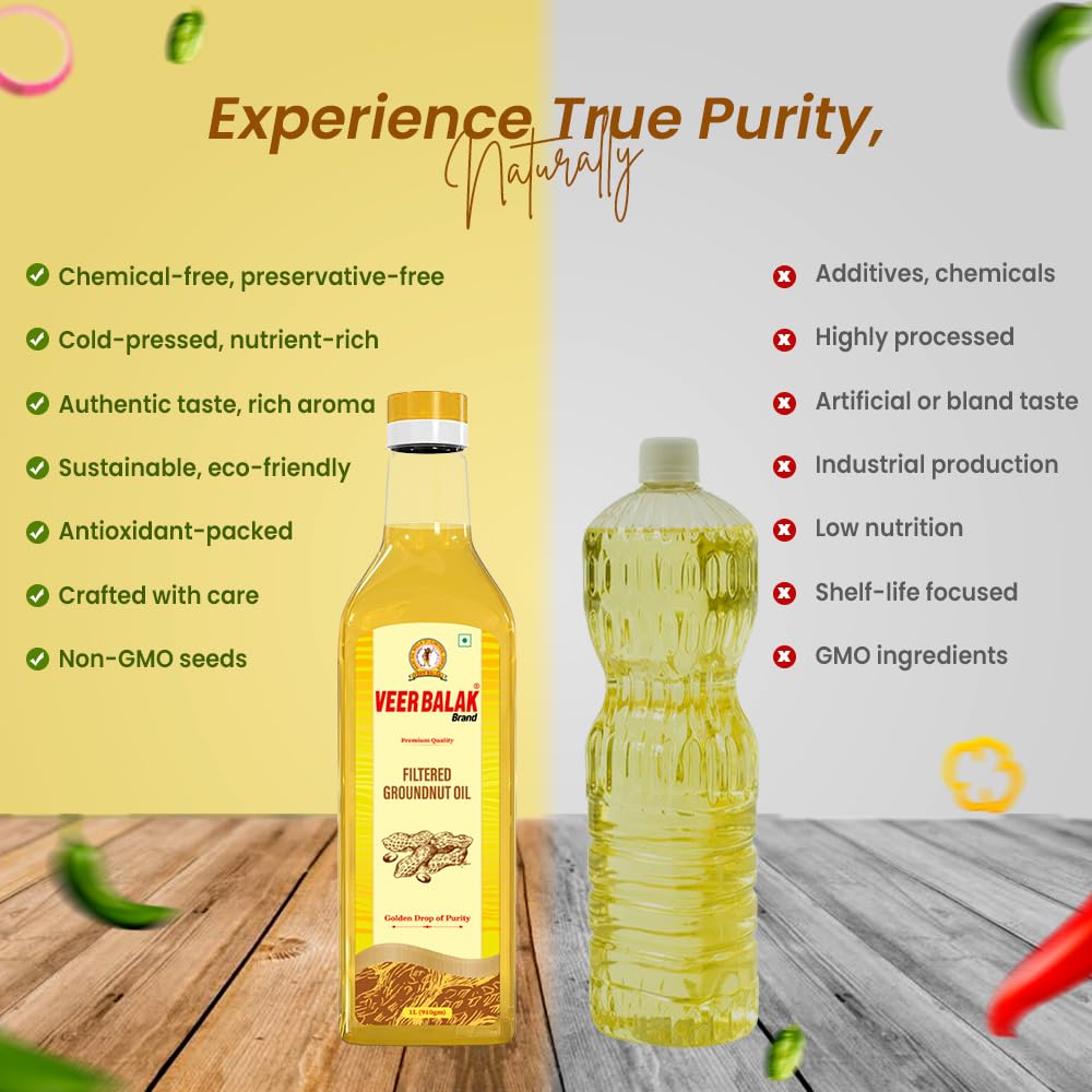 VEER BALAK Filtered Cold Pressed Groundnut (Peanut) Oil 1 Litre