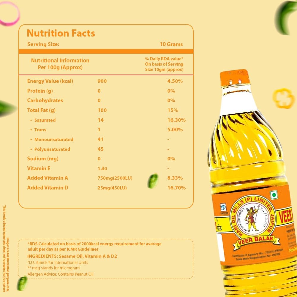 VEER BALAK Premium Kachi Ghani Sesame/Til Oil - 500 ML